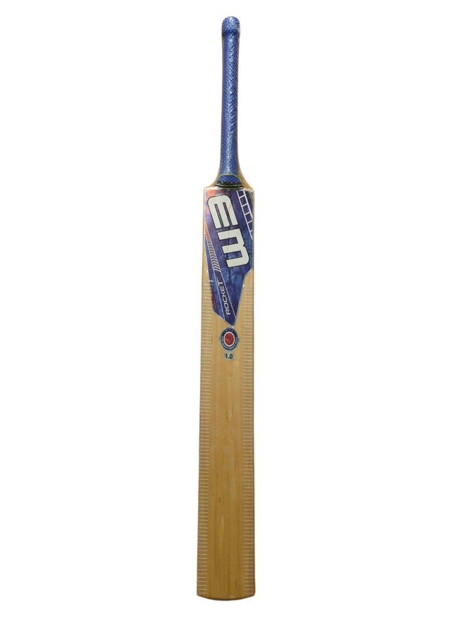KNK EM Rocket 1.0 Tennis Ball Cricket Bat | Kashmir Willow | Full Size | for All Matches | 15+ Years | with Anti-Scuff Sheet & Cover - Image 2