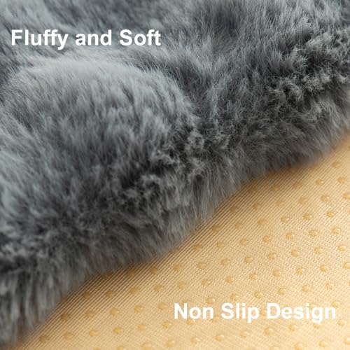 Aucrovee Soft Plush Faux Fur Couch Cover, Thick Warm Fuzzy Sectional Sofa Covers for 3 Cushion Couch Sofa Non Slip Slipcover, Furniture Protector Covers for Pets(1 PCS 36"x82" Dark Grey) - Image 4