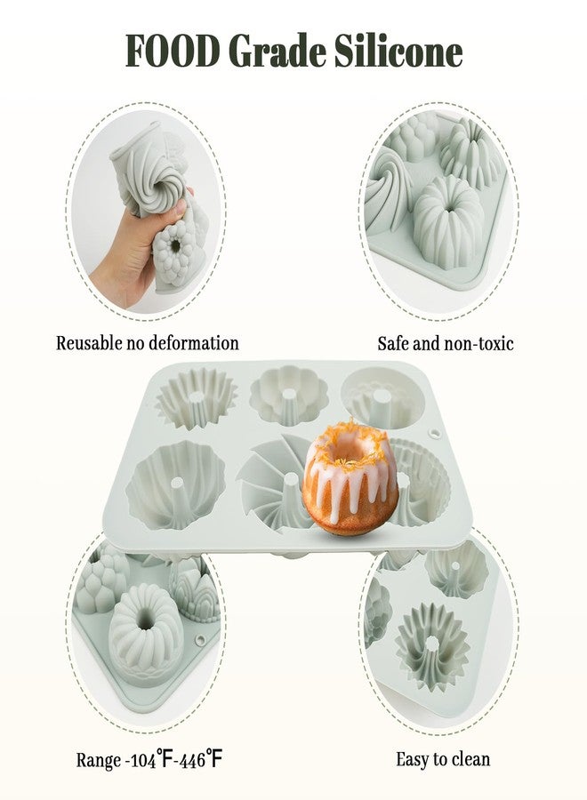 SXoonKing 2Pcs Mini Cake Pans for Baking, 6-Cavity Fluted Tube Cake Pan Non-Stick, Silicone Molds for Baking, Cake Pan for Cupcakes, Donuts, Cornbread, Brownies, Jellies - Image 3