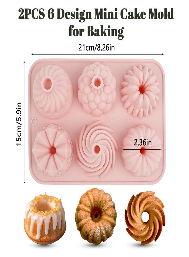 SXoonKing 2Pcs Mini Cake Pans for Baking, 6-Cavity Fluted Tube Cake Pan Non-Stick, Silicone Molds for Baking, Cake Pan for Cupcakes, Donuts, Cornbread, Brownies, Jellies - Image 2