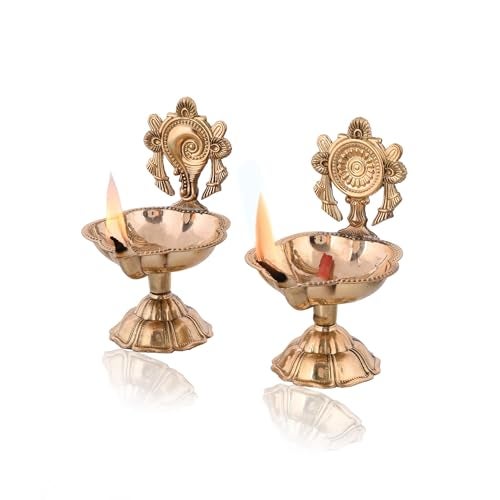Craftvatika Pure Brass Shanku Chakra Kuber Diya Set of 10 Diwali Decoration Item for Home Decor - Brass shanku Chakra kuber Diya for puja Room & Office Decor, Living Room, Diwali Festival Gift Item - Image 4
