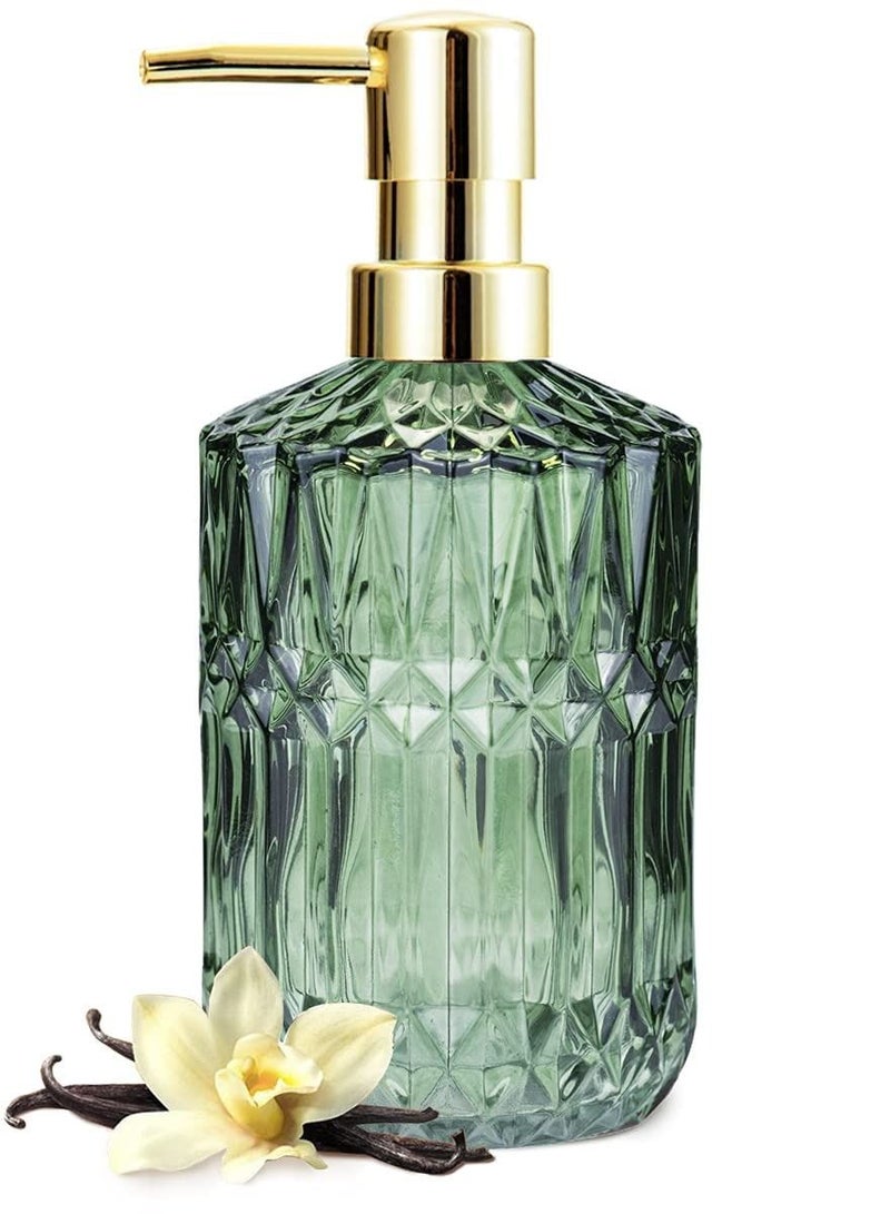 واي آند دي Transparent Glass Soap Dispenser with ABS Plastic Pump Refillable Liquid Hand High-end Kitchen Dispenser(Green)  - Image 1