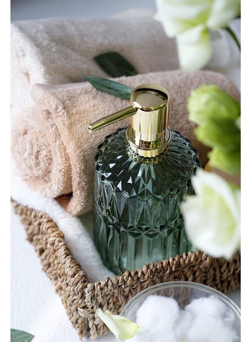 واي آند دي Transparent Glass Soap Dispenser with ABS Plastic Pump Refillable Liquid Hand High-end Kitchen Dispenser(Green)  - Image 3