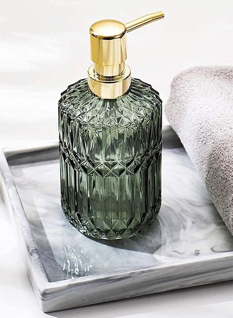 واي آند دي Transparent Glass Soap Dispenser with ABS Plastic Pump Refillable Liquid Hand High-end Kitchen Dispenser(Green)  - Image 2