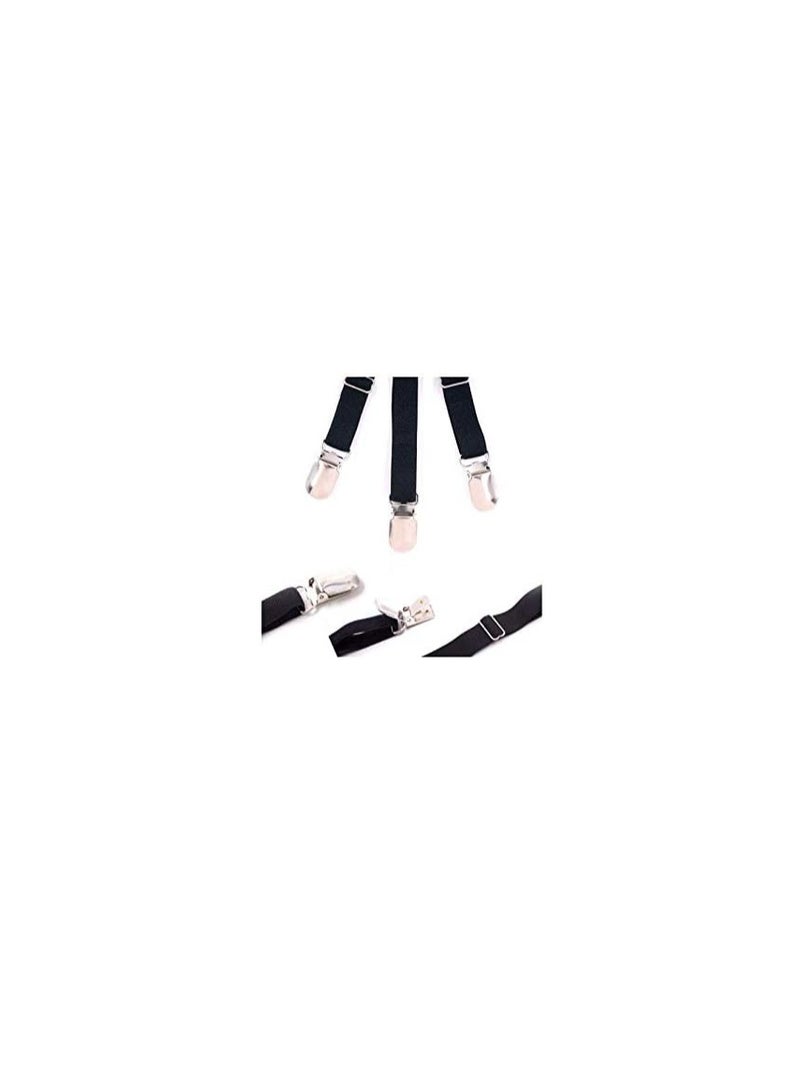 Unisex Adjustable Ultra Soft Elastic Shirt Holders - Non-Slip Crease-Resistance Stirrup Style Suspenders - 2 Pieces - Black - Image 2