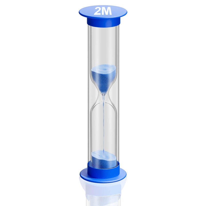 SuLiao 2 Minute Sand Timer for Kids Unbreakable Acrylic Hourglass Sand Clock Small Colorful Sand Watch 2 min Plastic Hour Glass Sandglass for Kids Games Classroom Toothbrush Timer Blue