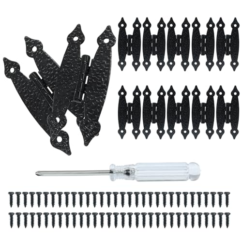 Seimneire H Cabinet Hinges Antique HShape Flat Iron Hinges Decorative Tool for Cupboard Wardrobe Wooden Jewelry Box 12Pcs Black - Image 3