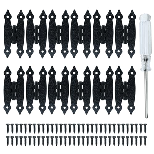 Seimneire H Cabinet Hinges Antique HShape Flat Iron Hinges Decorative Tool for Cupboard Wardrobe Wooden Jewelry Box 12Pcs Black - Image 1