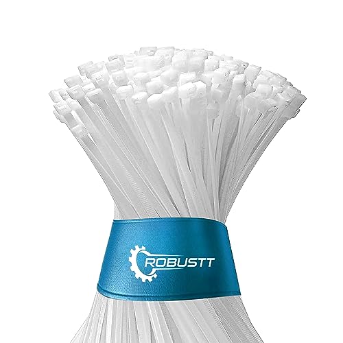 Robustt Self Locking Cable Ties | 200 X 3.6 mm | 100 Pieces, White | Heat Resistant Cable Zip Ties | Self-Locking Cable Organizer | Anti - Slip Wire Organizer | For Indoor & Outdoor Use - Image 1