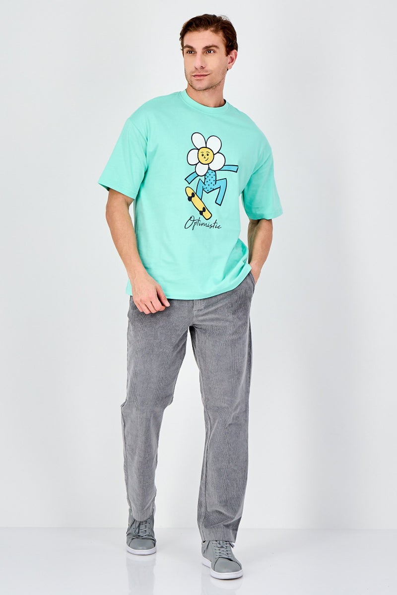 Ketch Men Crew Neck Short Sleeve Graphic Print T-Shirt, Mint Green - Image 4