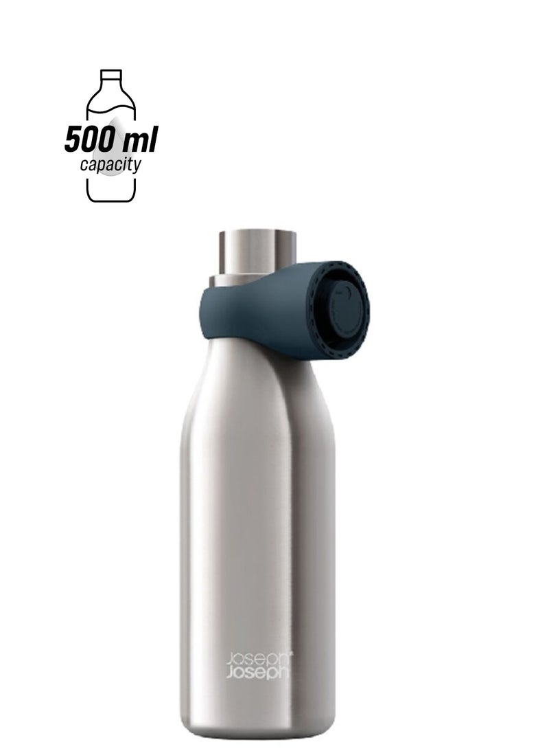 Joseph Joseph Loop Vacuum Insulated Stainless Steel Elegant Water Bottle Silver 500 ml 81121  - Image 1