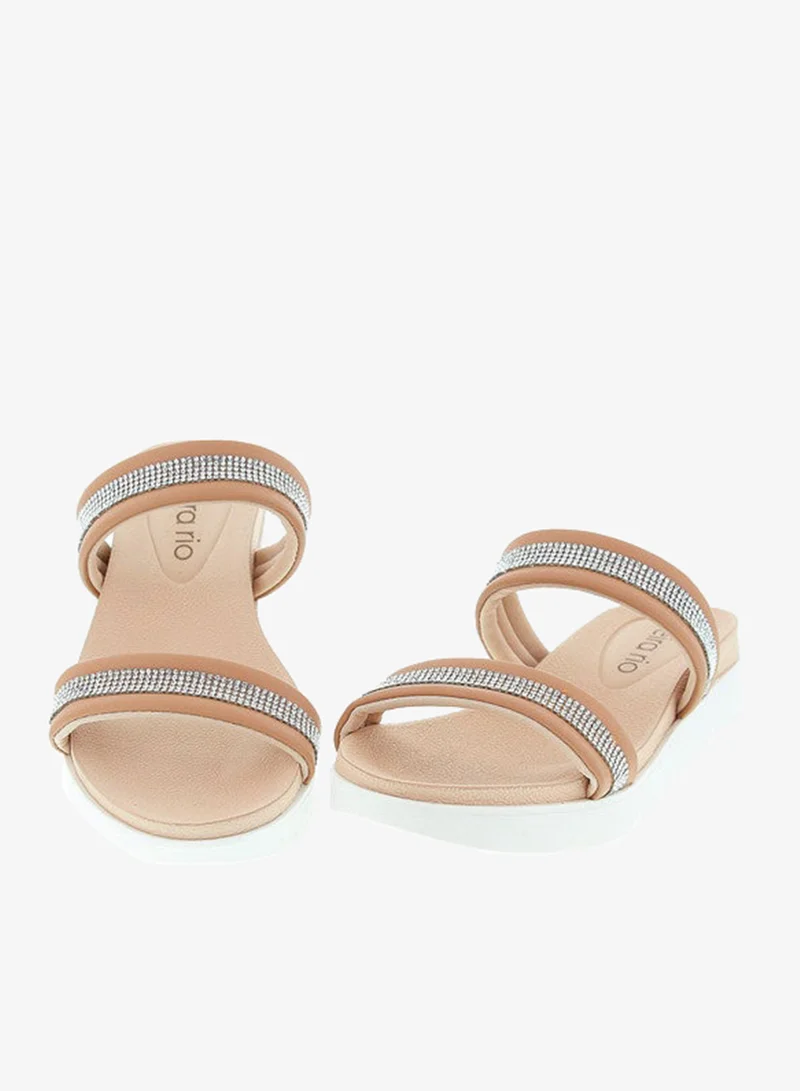 Beira Rio Nude Flat Sandals for Women – Stylish Ladies Flat Sandals & Comfortable Flat Slippers for Women | Best Price UAE