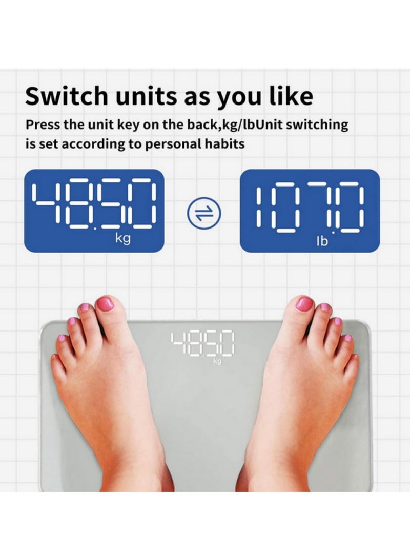 Generic 1PCS Digital Bathroom Scale with High-Precision Sensors, Room Temperature Measurement, Mirror Floor Design, and LCD Display Body Weight Scale for Travel, Home, and Gym Use  - Image 5