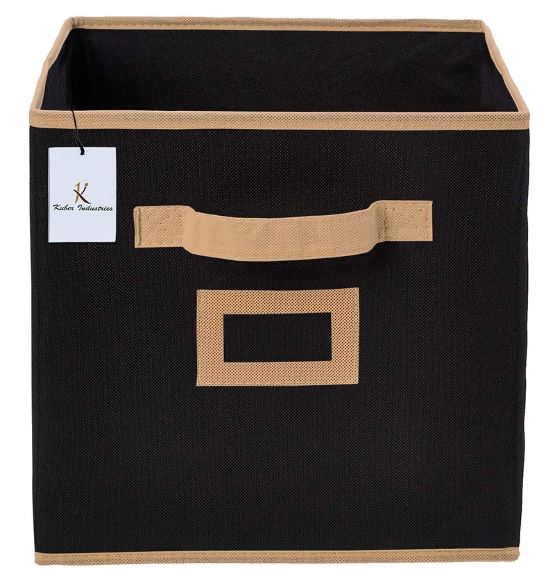 Kuber Industries Kuber Industries Non Woven 3 Pieces Small Foldable Storage Organiser CubesBoxes Black Coffee Pink CTKTC035176  - Image 3