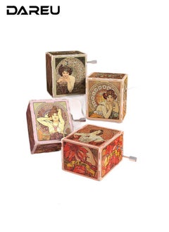 DAREU Mini Music Box Puzzle Blind Box – DIY Mechanical Wind-Up Puzzle with Classical Music – Random 1 of 4 Mucha-Inspired Designs – No Battery Needed – Collectible Art Puzzle Gift for Adults & Teens  - Image 1