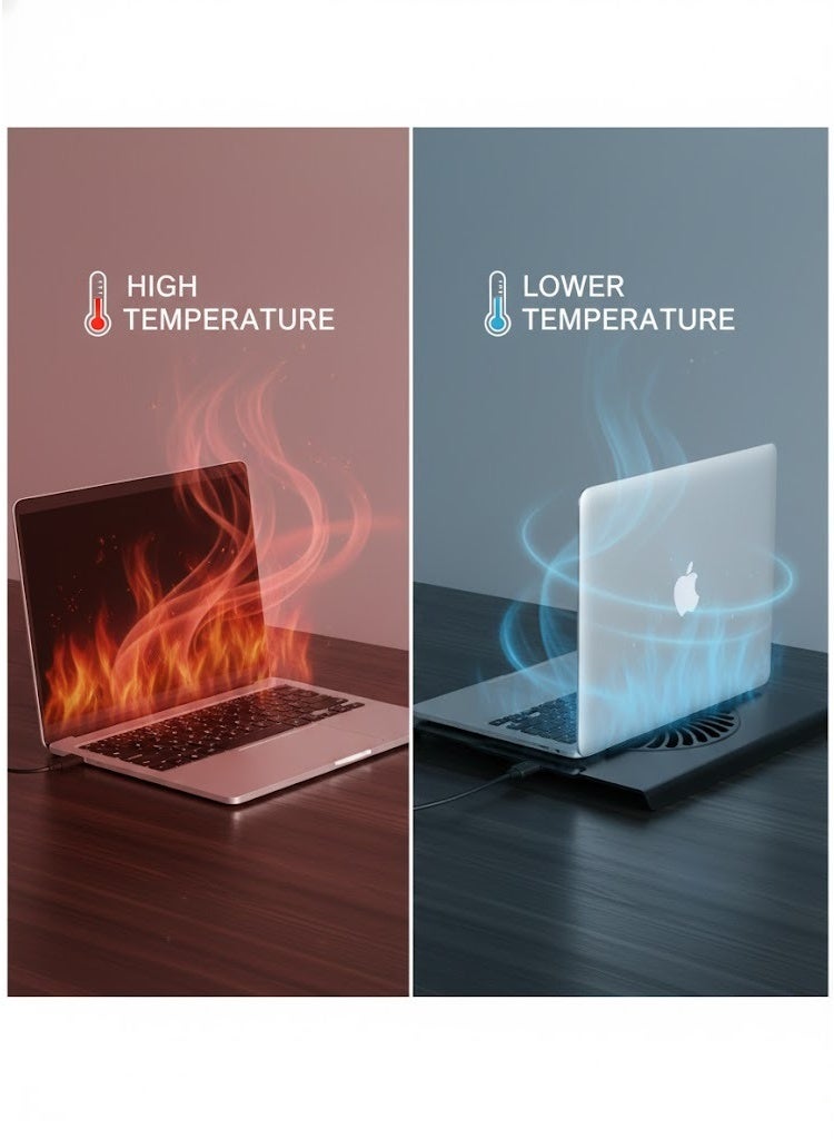 CMC3 Laptop Cooling Pad with Large Fan and Ergonomic Typing Design – Black - Image 3