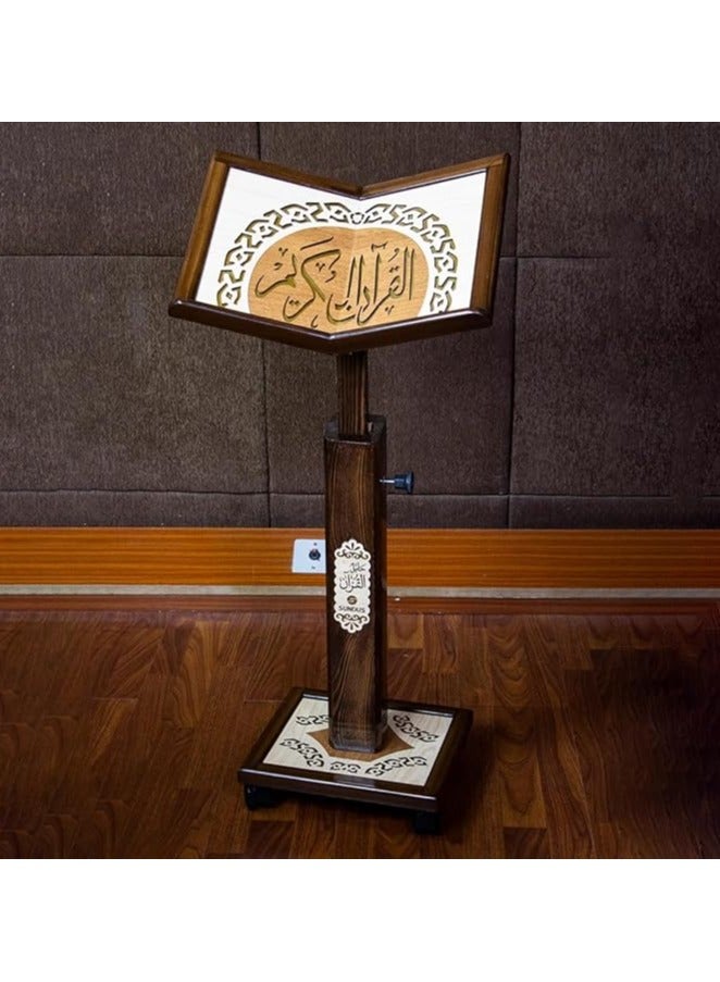REBENUO Turkish wooden Quran stand with wheels adjustable height Large size 008 - Image 2