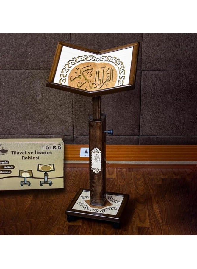REBENUO Turkish wooden Quran stand with wheels adjustable height Large size 008 - Image 3