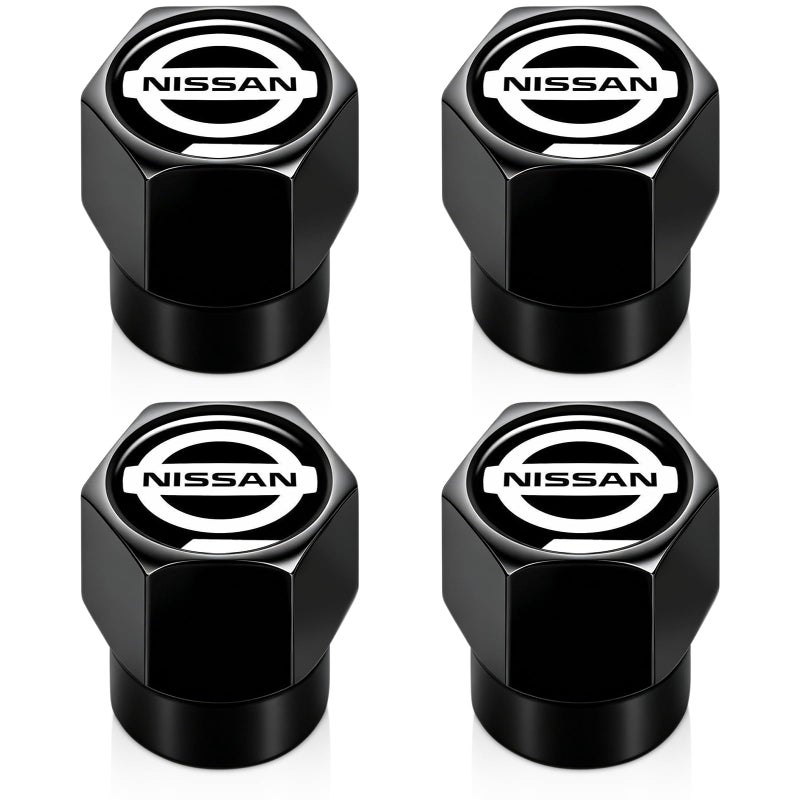 UNIMAT Tire Valve Stem Caps Cover for Nissan Metal Car Wheel Air caps Auto Valve Stem Caps Accessories 4 Pack Black - Image 3