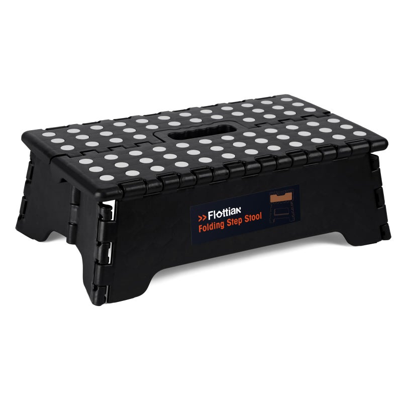 Flottian 5 Folding Step Stool for Adults and Kids 15Inch Extra Wide Stool Holds Up to 300 lbsNonSlip Folding Stools with HandleCompact Plastic Foldable Step Stool for BathroomKitchenect