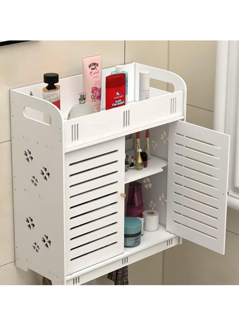 Polyvinyl Chloride (PVC) Bathroom Accessories Organizer with Shelves for Display and Closed Storage