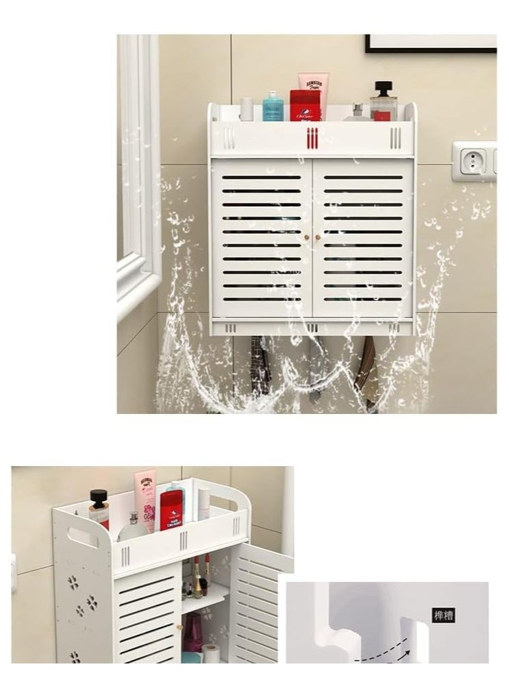 Polyvinyl Chloride (PVC) Bathroom Accessories Organizer with Shelves for Display and Closed Storage