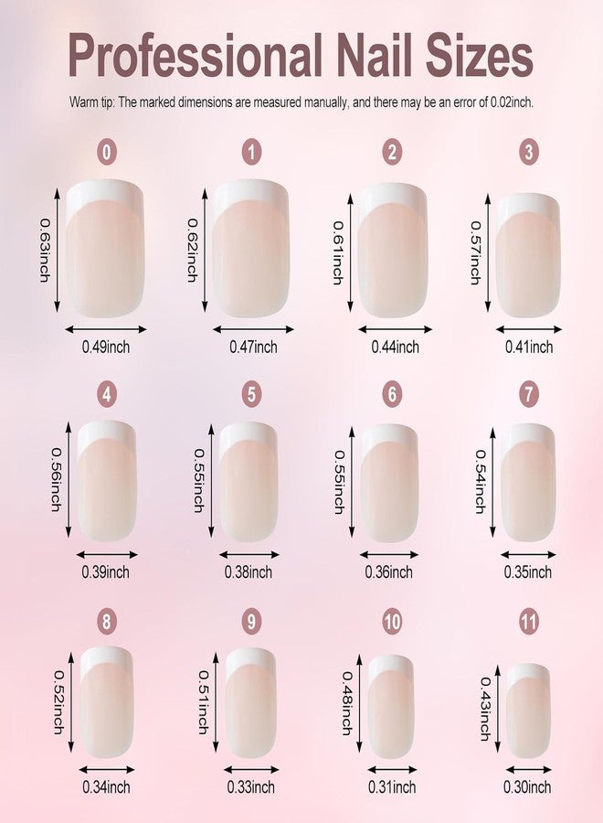 IKISKT 120pcs 5 Set White French Tip Press on Nails Square Fake Nails Natural False Nails, IKISKT Square Press ons Nail Acrylic Artificial Nail with Adhesive Tab for Women Girls - Image 3