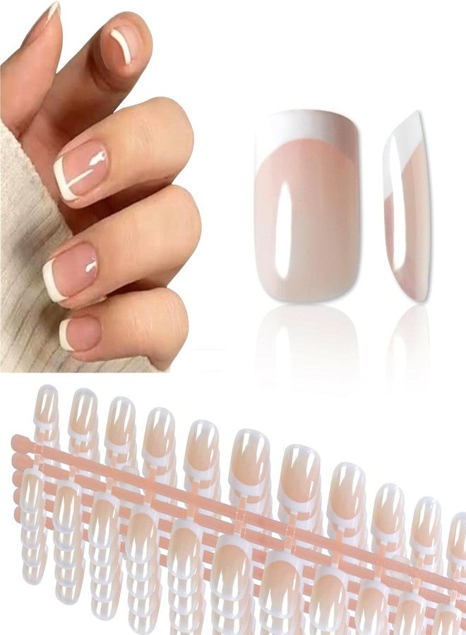 IKISKT 120pcs 5 Set White French Tip Press on Nails Square Fake Nails Natural False Nails, IKISKT Square Press ons Nail Acrylic Artificial Nail with Adhesive Tab for Women Girls - Image 1