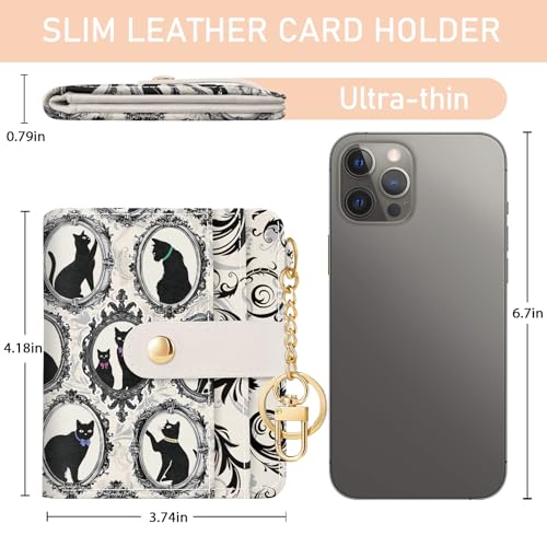 Jogjam Vintage Black Cats Rfid Ladies Wallet, Small Slim Thin Compact Credit Card Women Wallet, Art Aesthetics PU Leather Bifold Cash Zipper Coin Pocket for Female - Image 5