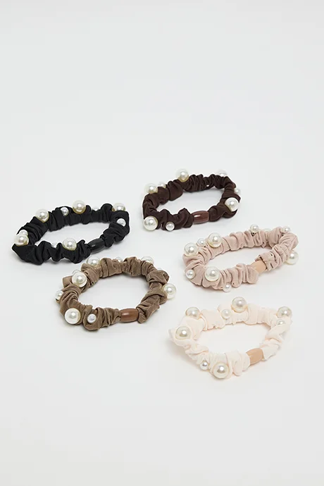 أر أند بي 5 Pack Pearl Skinny Scrunchies