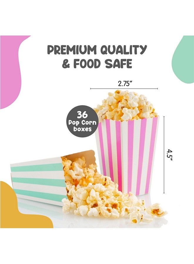 كلوي إليزابيث علب هدايا صغيرة من الفشار والحلوى من كلوي إليزابيث لأعياد الميلاد وحفلات الزفاف وحفلات استقبال المولود - تصميم مخطط متنوع - ٣٦ علبة (مزيج ألوان قوس قزح الباستيل) - Image 2