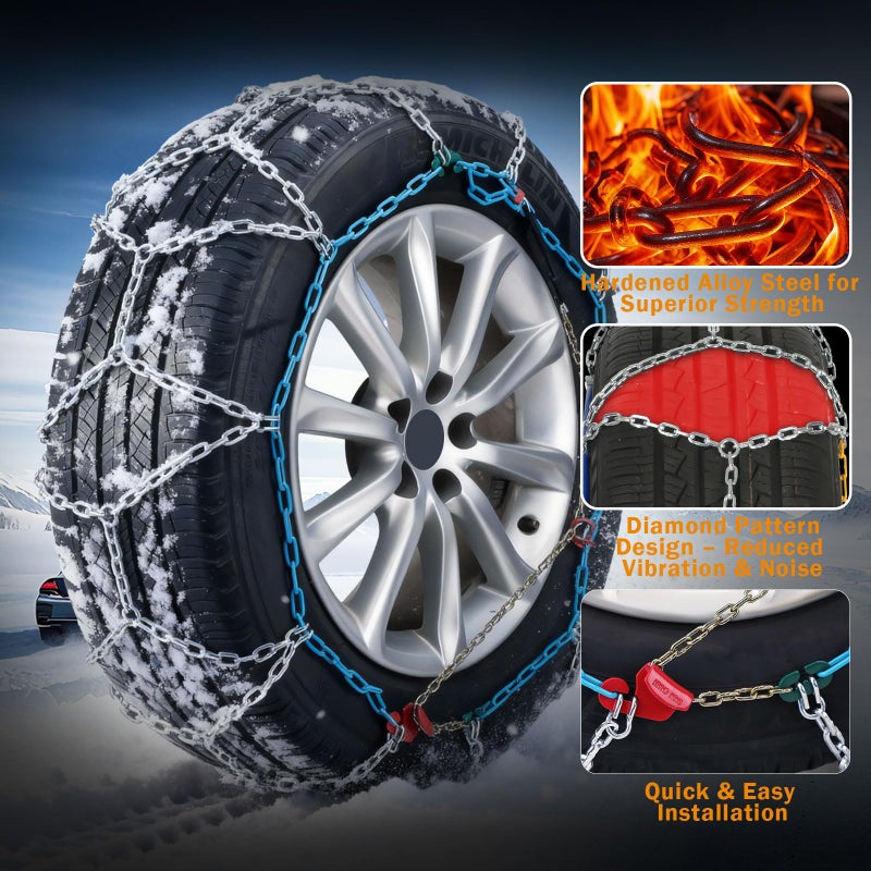 Coco Bird Heavy Duty Snow Chains Tire Chains for Light Truck, SUV & Pickup, Easy Installation, Wear-Resistant Alloy Steel for Superior Traction & Stability, Set of 2ï¼ˆSCRV-260ï¼‰ - Image 3