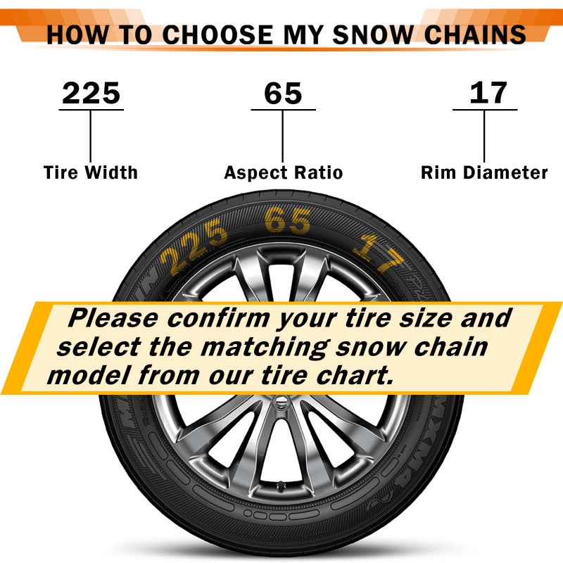Coco Bird Heavy Duty Snow Chains Tire Chains for Light Truck, SUV & Pickup, Easy Installation, Wear-Resistant Alloy Steel for Superior Traction & Stability, Set of 2ï¼ˆSCRV-260ï¼‰ - Image 5