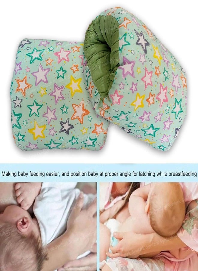 Synlark® Cozy Nursing Baby Arm Pillow for Cradle Gift for Novice Mothers: Head Support Anti-Spitting Breastfeeding and Bottle Feeding Nursing Arm Pillow (MultiStar-Green) - Image 2