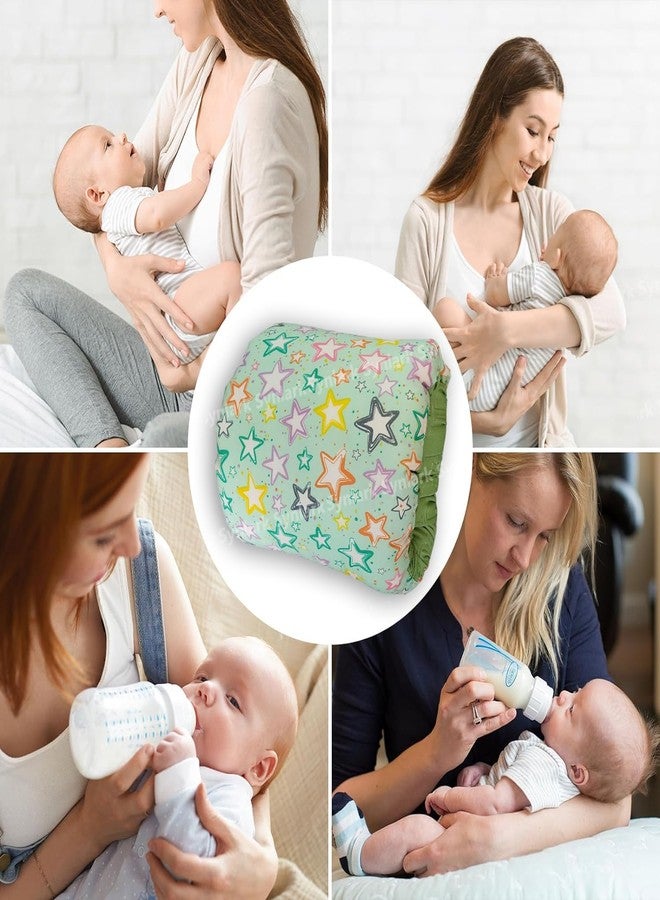 Synlark® Cozy Nursing Baby Arm Pillow for Cradle Gift for Novice Mothers: Head Support Anti-Spitting Breastfeeding and Bottle Feeding Nursing Arm Pillow (MultiStar-Green) - Image 3