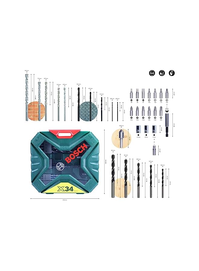 BOSCH 34 Piece X Line Classic Drill Bit And Screwdriver Bit Set For Most Common Screw Types - Image 4