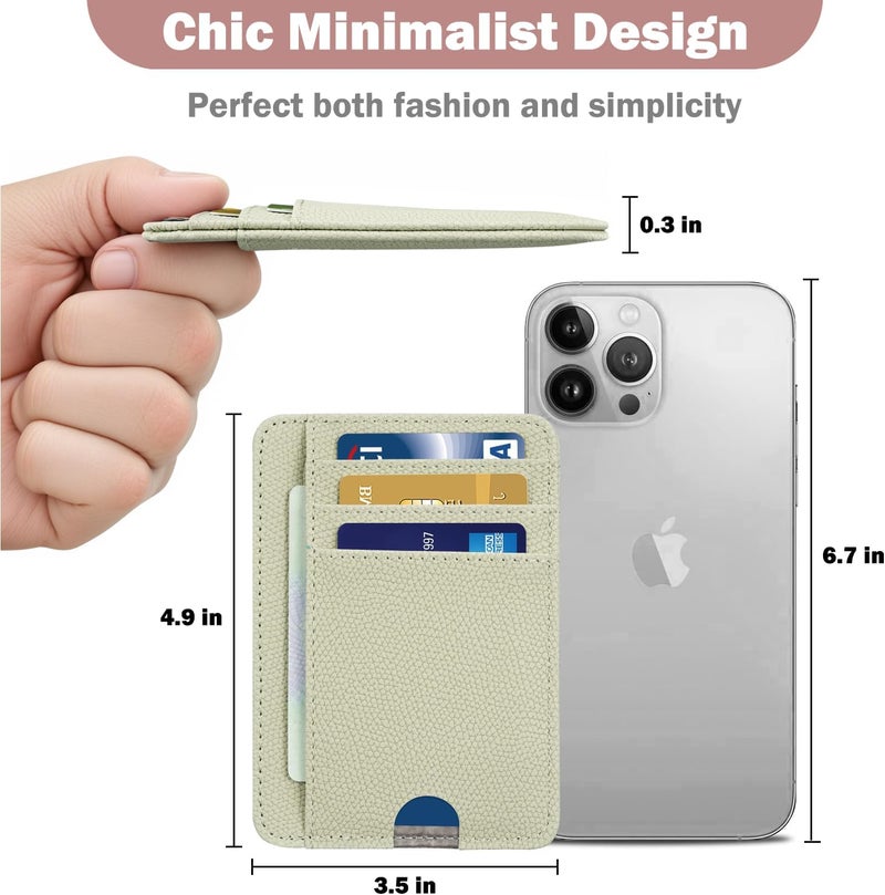 Hot Cool Card Holder Wallet Front Pocket Minimalist Travel Cute Funny Thin Leather With RFID Blocking Small Credit Card Holder Wallet for Men & Women Girls Organizer Gifts, Litchi Beige - Image 4