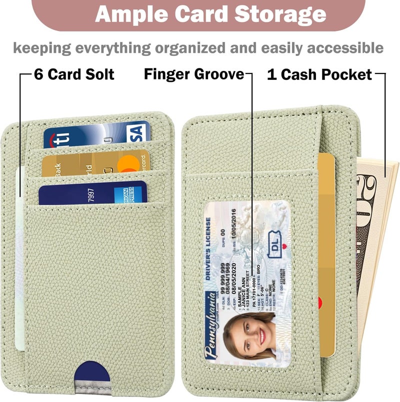 Hot Cool Card Holder Wallet Front Pocket Minimalist Travel Cute Funny Thin Leather With RFID Blocking Small Credit Card Holder Wallet for Men & Women Girls Organizer Gifts, Litchi Beige - Image 3