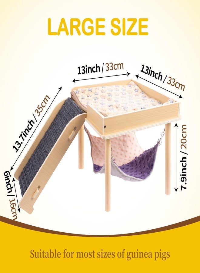 BESNEW Enlarged Guinea Pig Hammock with Platform and Stairs,Wooden Small Animal Hideout for Guinea Pigs Bunny Ferret Hamster Hiding Sleeping Activities(Single) - Image 4