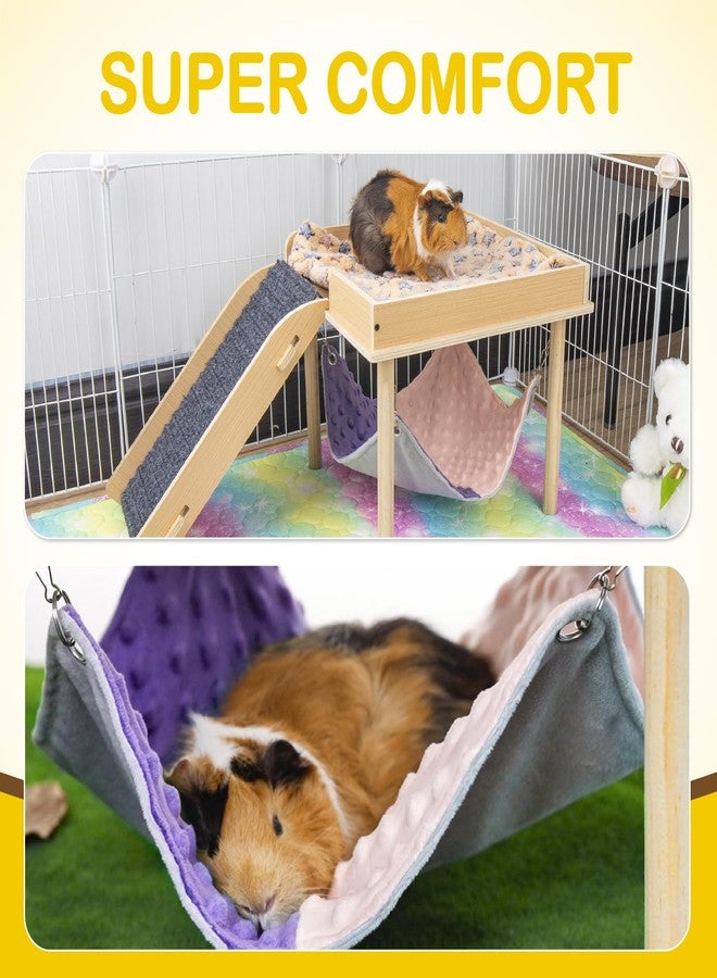 BESNEW Enlarged Guinea Pig Hammock with Platform and Stairs,Wooden Small Animal Hideout for Guinea Pigs Bunny Ferret Hamster Hiding Sleeping Activities(Single) - Image 3