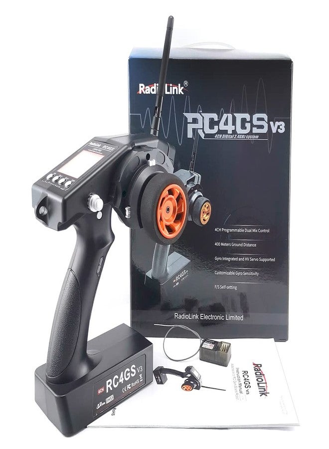 راديو لينك جهاز إرسال واستقبال RadioLink RC4GS V3 2.4G 4CH RC مع جهاز تحكم عن بعد R6FG Gyro Inside Pistol Handle لسيارات RC والقوارب والدبابات والعربات - Image 1