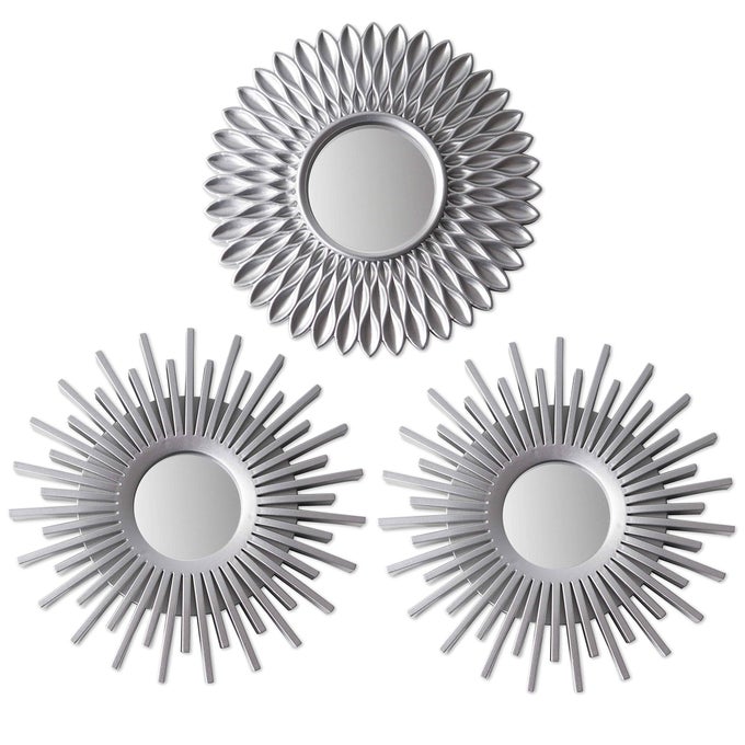 WALL MIRRORS PACK OF 3 ROUND SILVER MIRRORS FOR HOME DECOR BEDROOM ROOM ESPEJOS DECORATIVOS DE PARED SALA DORMITORIO CIRCLE WALL DECOR MINIMALIST VINTAGE CHIC GIFTS FOR WOMEN MUMS