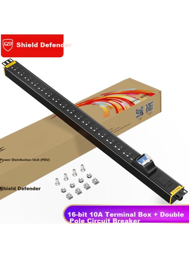 Sdws Pdu Cabinet Socket, 16-position 10a Plug, High-power Power Strip, New National Standard Circuit Breaker, Dual P Vertical Industrial Connector Box, Without Wire, Sv062spb - Image 1