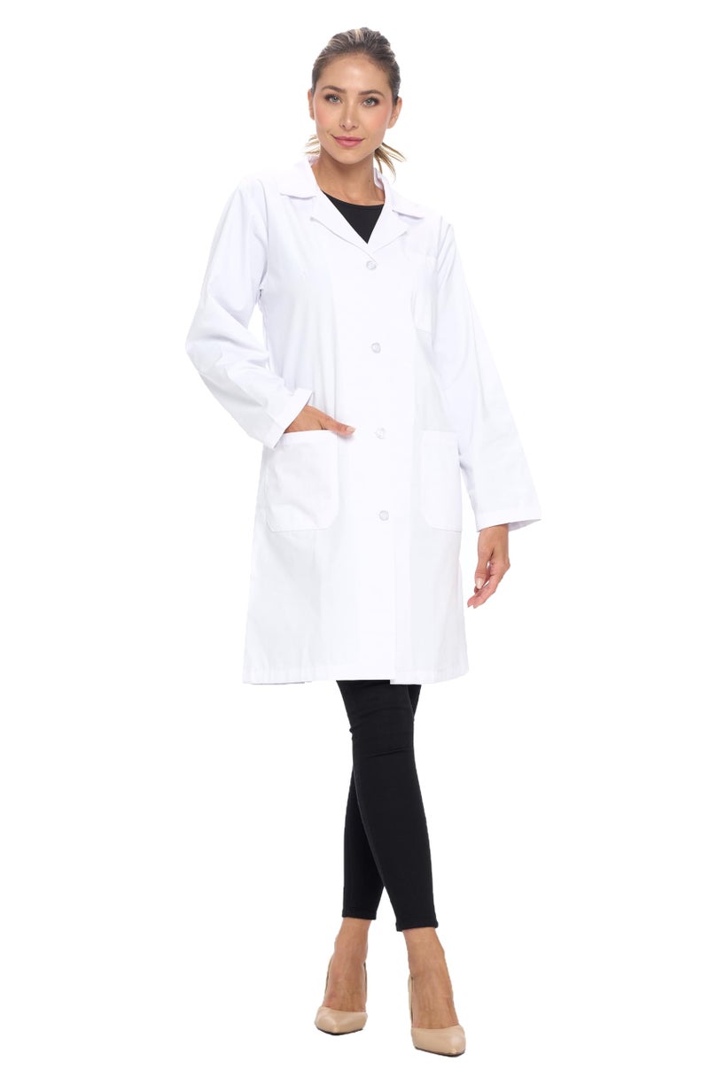 Natural Uniforms معاطف مختبر طبيعية للجنسين بطول 40 بوصة بأكمام طويلة، معطف طبي احترافي، أبيض (X-Large) - Image 1