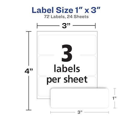 Avery Multi-Use Removable Labels, 1" x 3", White, Non-Printable, 72 Blank Labels Total (6728) - Image 4