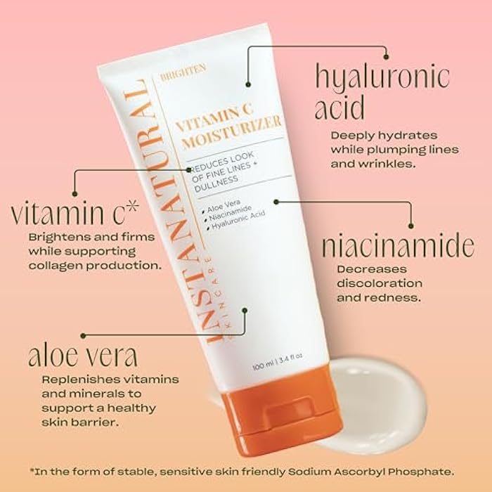 InstaNatural Vitamin C Moisturizer Face Cream, Brightens and Reduces the Look of Fine Lines and Wrinkles, Moisturizing Lotion for Dry Skin, with Hyaluronic Acid, 3.4 FL Oz - Image 4