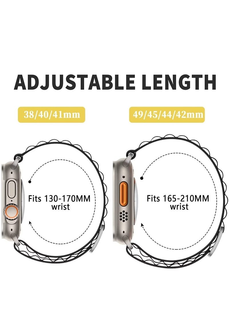 Apple Watch Ultra Straps,Women Men,Two Textile Layers Woven Loop Titanium G-Hook Sport Band for Iwatch Series 8/7/6/5/4/3/2/1/SE,Starlight,44/45/49mm