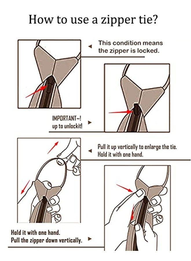 جيفت مجموعة ربطات عنق رجالية بسحاب، مكونة من 4 قطع، قابلة للتعديل، مربوطة مسبقًا بسحاب. - Image 5