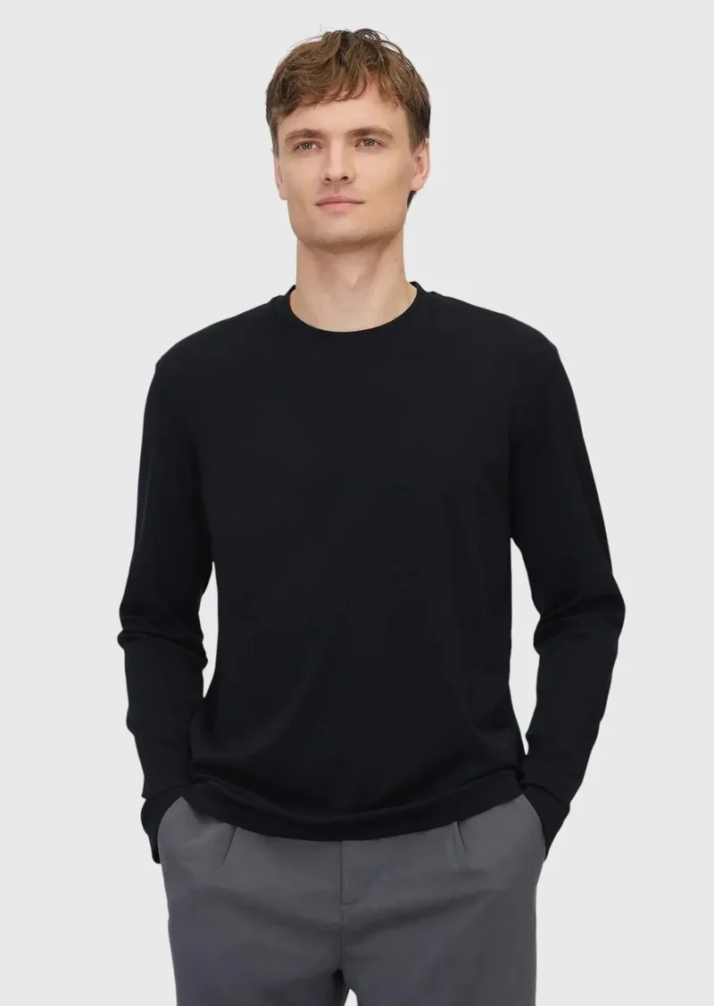 RAMSEY Black Plain Crew Neck 100% Cotton T-Shirt