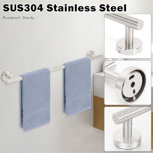 Livabber Bath Towel Bar, 304 Stainless Steel Towel Rack, Heavy Duty Towel Holder Wall Mounted for Bathroom/Kitchen, Usable Hanging Length-20.9 Inch, Total Length-23.7 Inch (Brushed Nickel) - Image 3